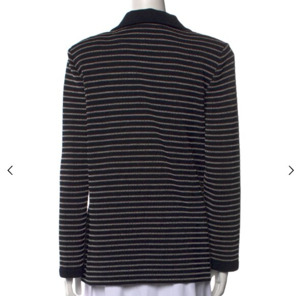 St. John Striped Navy button front cardigan - Picture 3 of 7